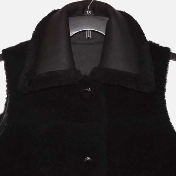 COACH Lamb Shearling Leather Reversible Snap Closure Black Vest Size M - Picture 6 of 10